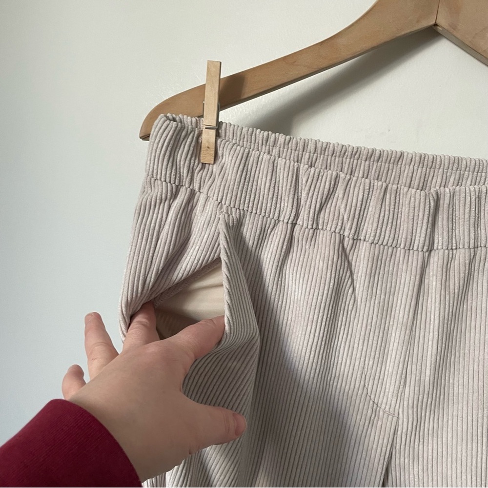 MAC Jeans Collection Chiara Wide Leg Pull On Corduroy Pants Sand Beige Size 36 - Picture 9 of 12
